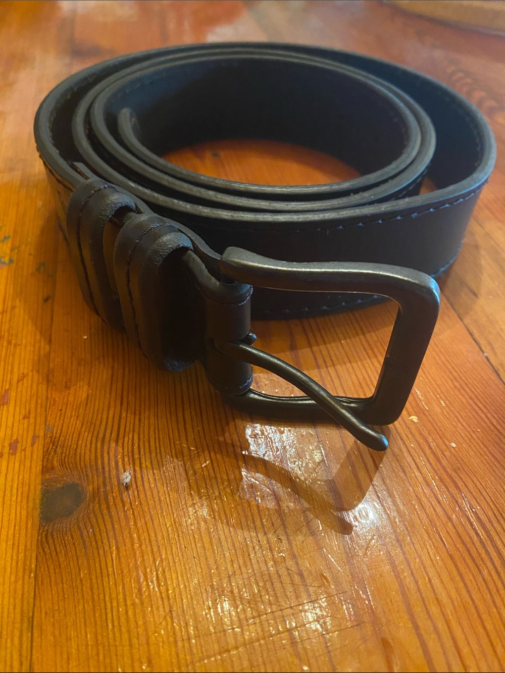 Wrangler Black Leather Belt with Matte Black Buckle